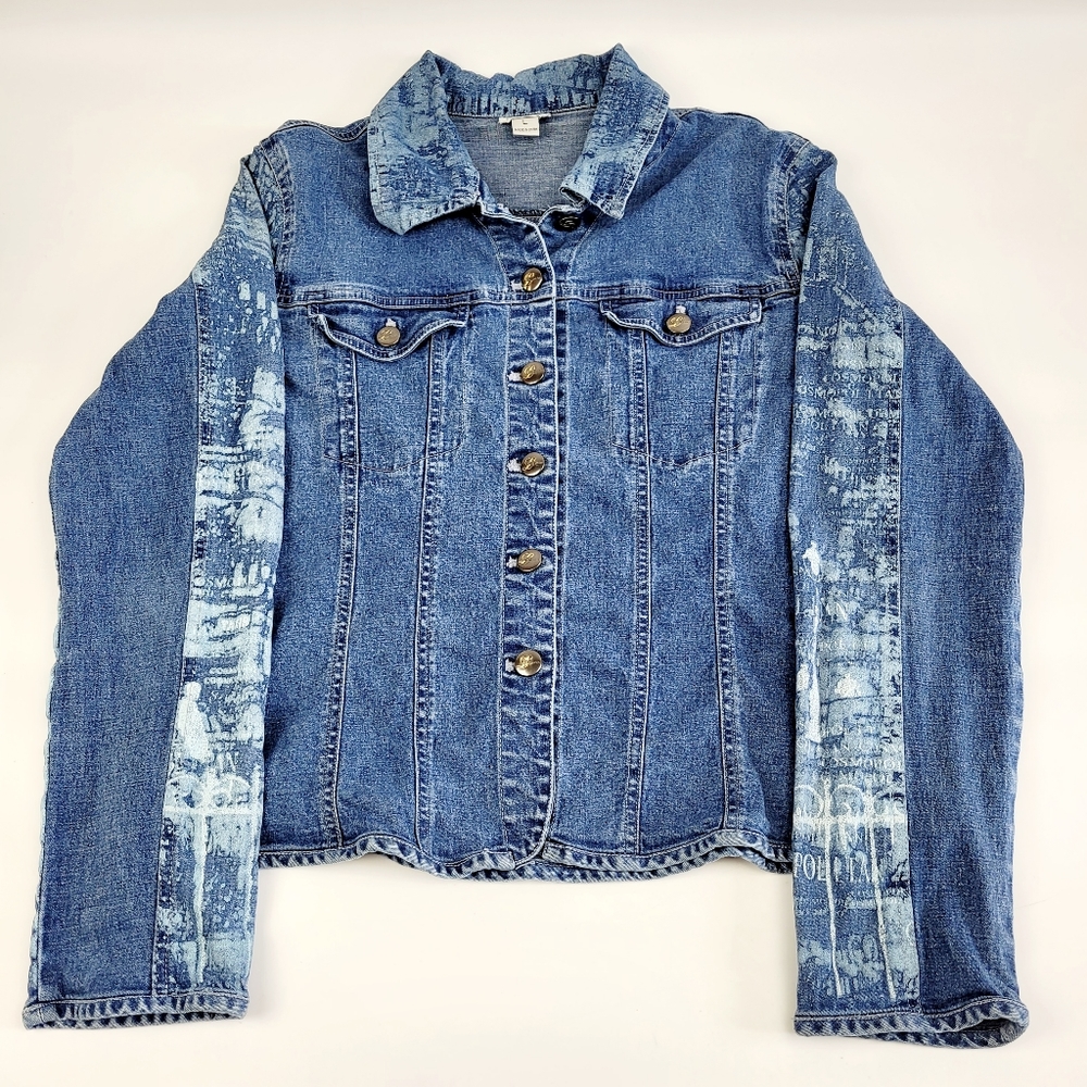 Lapis Cosmopolitan Button Down Jean Jacket With C… - image 2